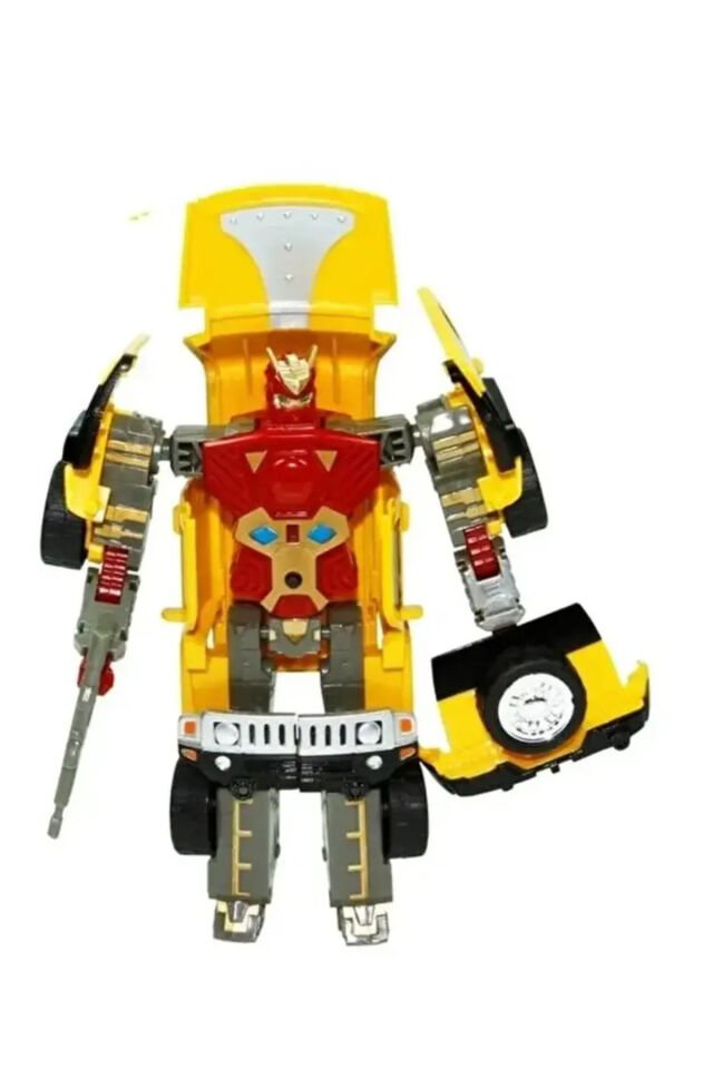 CONVERSION DÖNÜŞEN ROBOT TRANSFORMERS SARI KIRMIZI HAMMER ARACI SESLİ IŞIKLI YEŞİL 1:32 ÖLÇEK