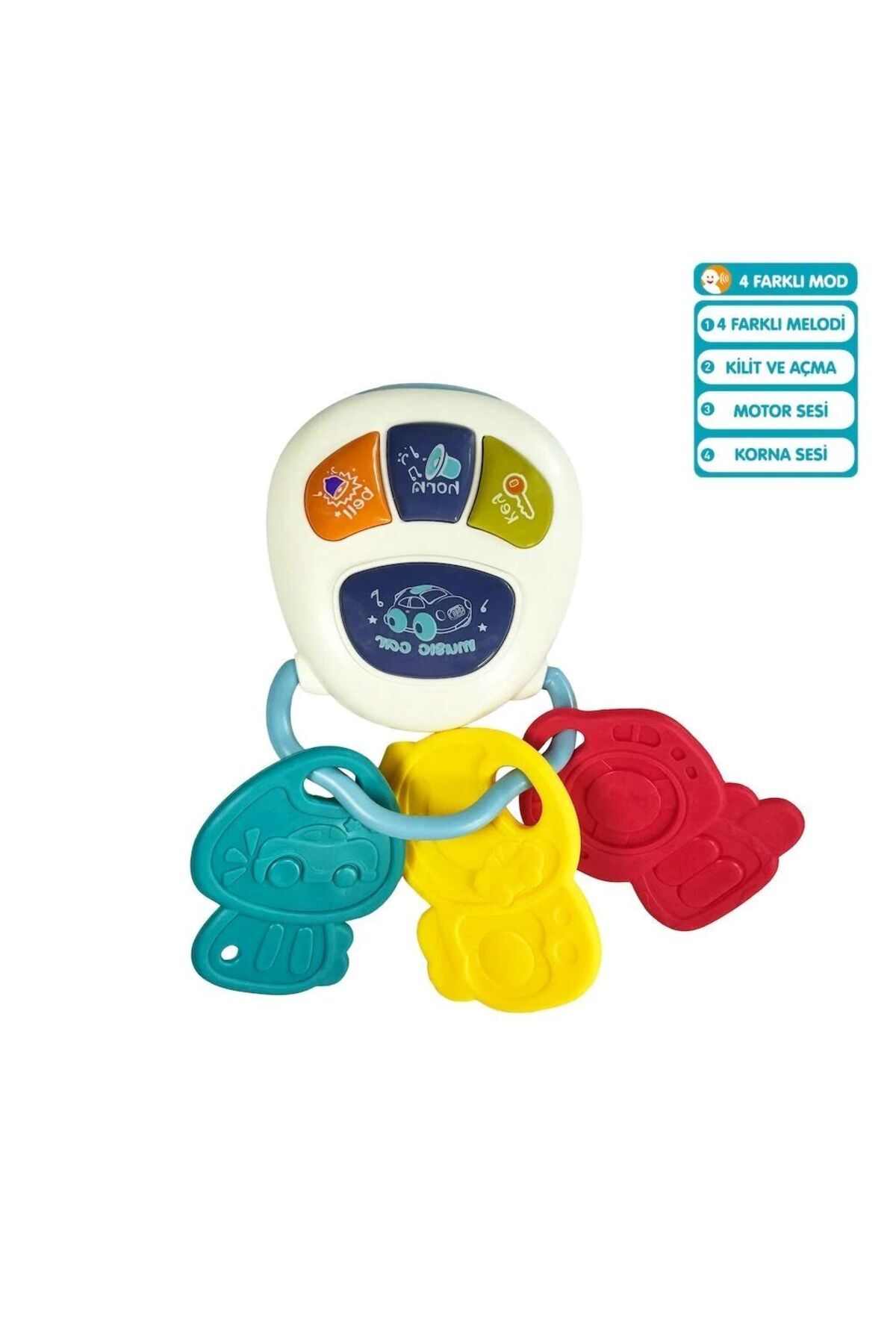 VARDEM IŞIKLI SESLİ, MÜZİKLİ, ANAHTARLIK BEBEK PİYANO +12 AY DİŞLİK