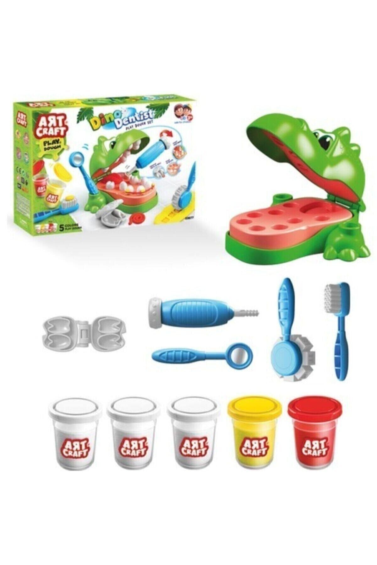 Art Craft Dinozor Dişçi Oyun Hamur Set Dino Dentist