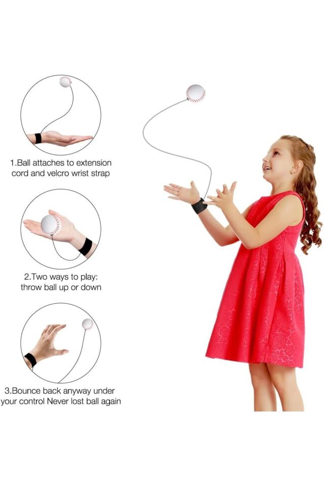 MİLKY ADA TOYS BİLEKTEN İPLİ ZIPLAYAN, GERİ GELEN TOP KAUÇUK ÇOK RENKLİ 6 CM 3 ADET