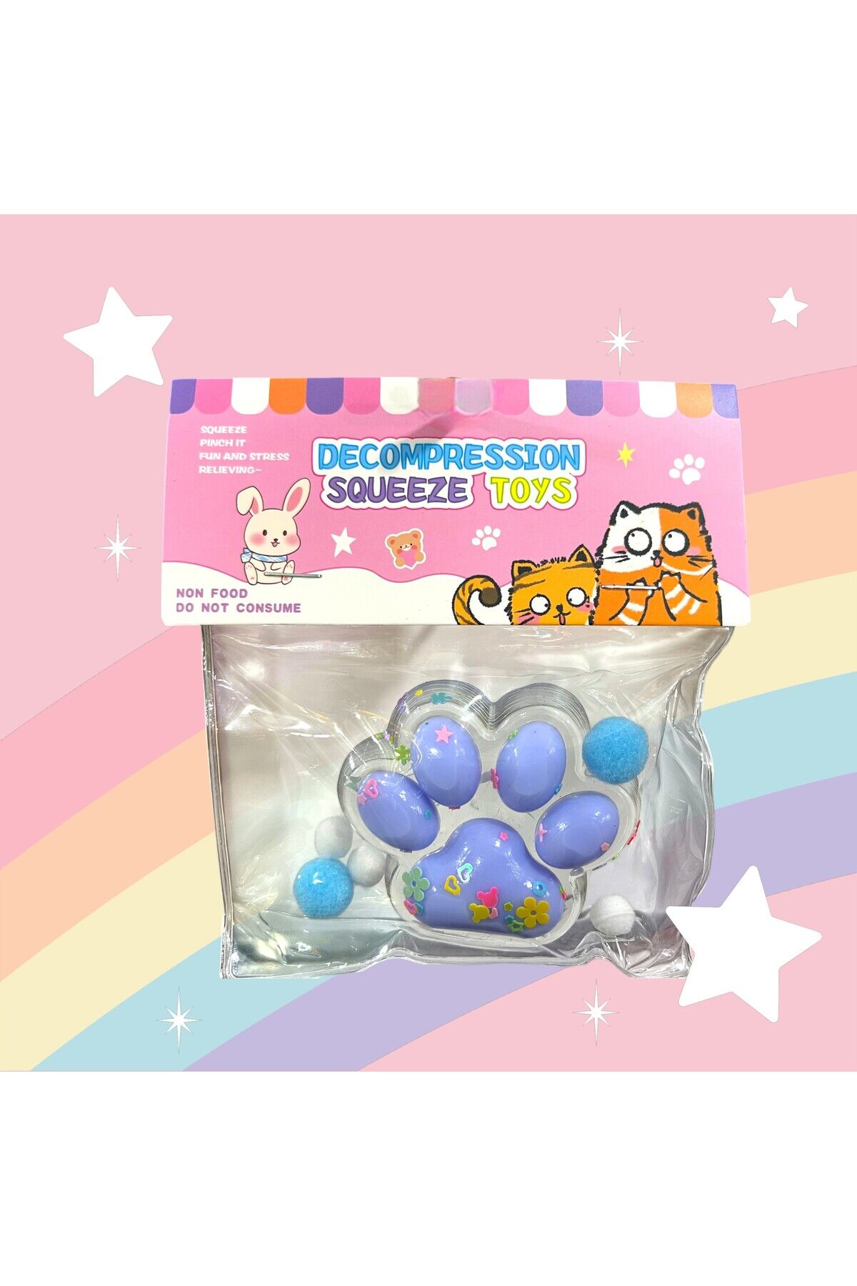 Sevimli Kedi patisi jel sukuşi 6x7 cm 4 asorti çok renkli