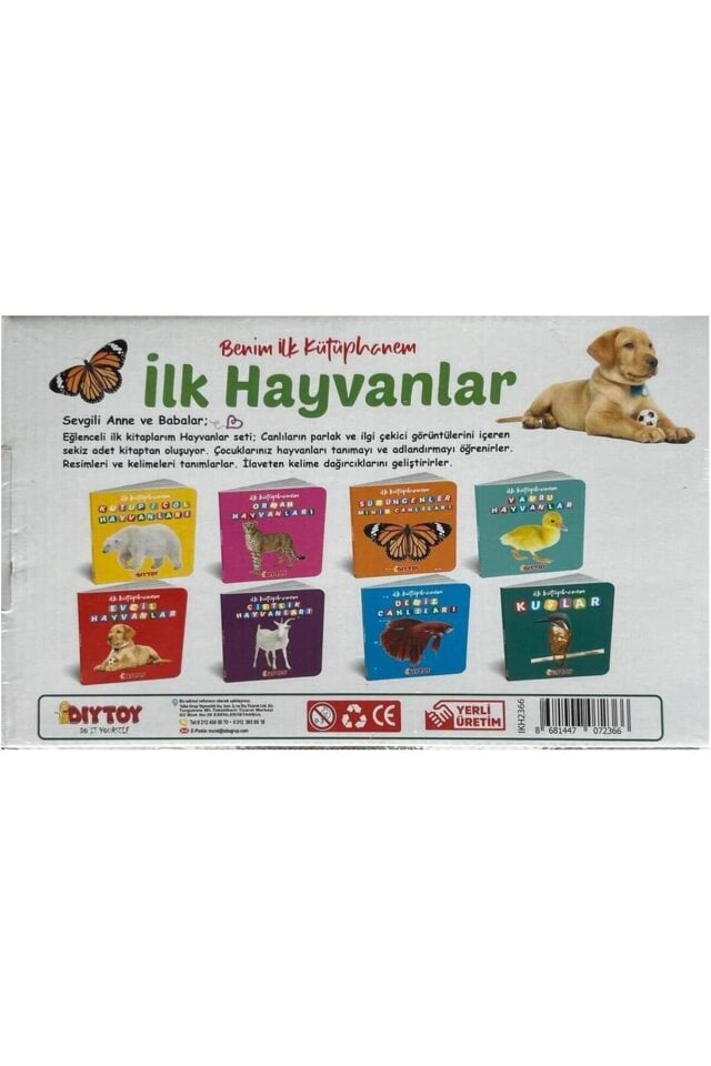BENİM İLK KÜTÜPHANEM İLK HAYVANLAR EĞİTİCİ AKTİVİTE OYUNCAKLARI KİTAPLAR 8 KİTAP