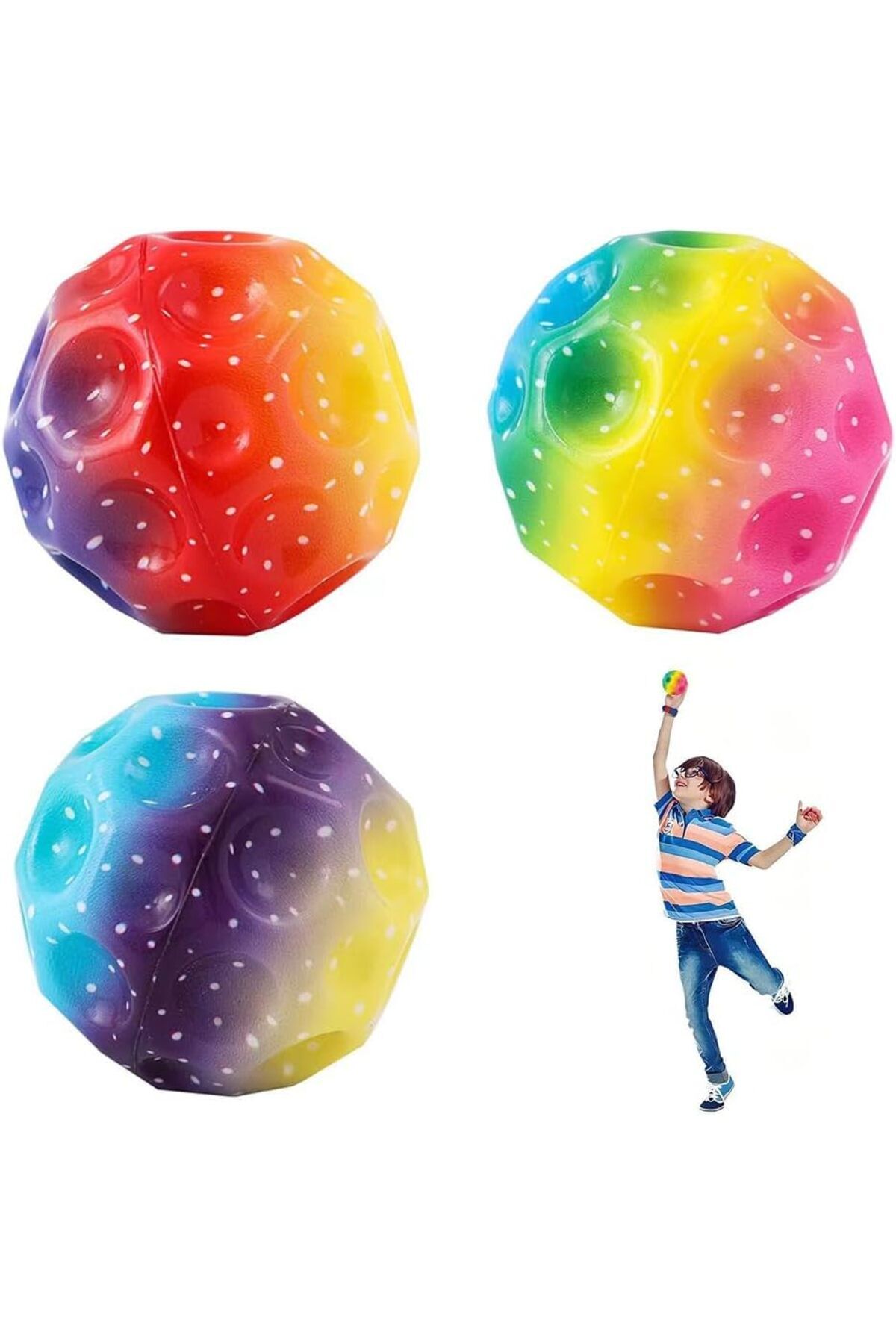 MİLKY ADA TOYS Bouncing Topu, kauçuktan zıplayan toplar, süper yüksek sıçrama Space Ball, Moon Ball