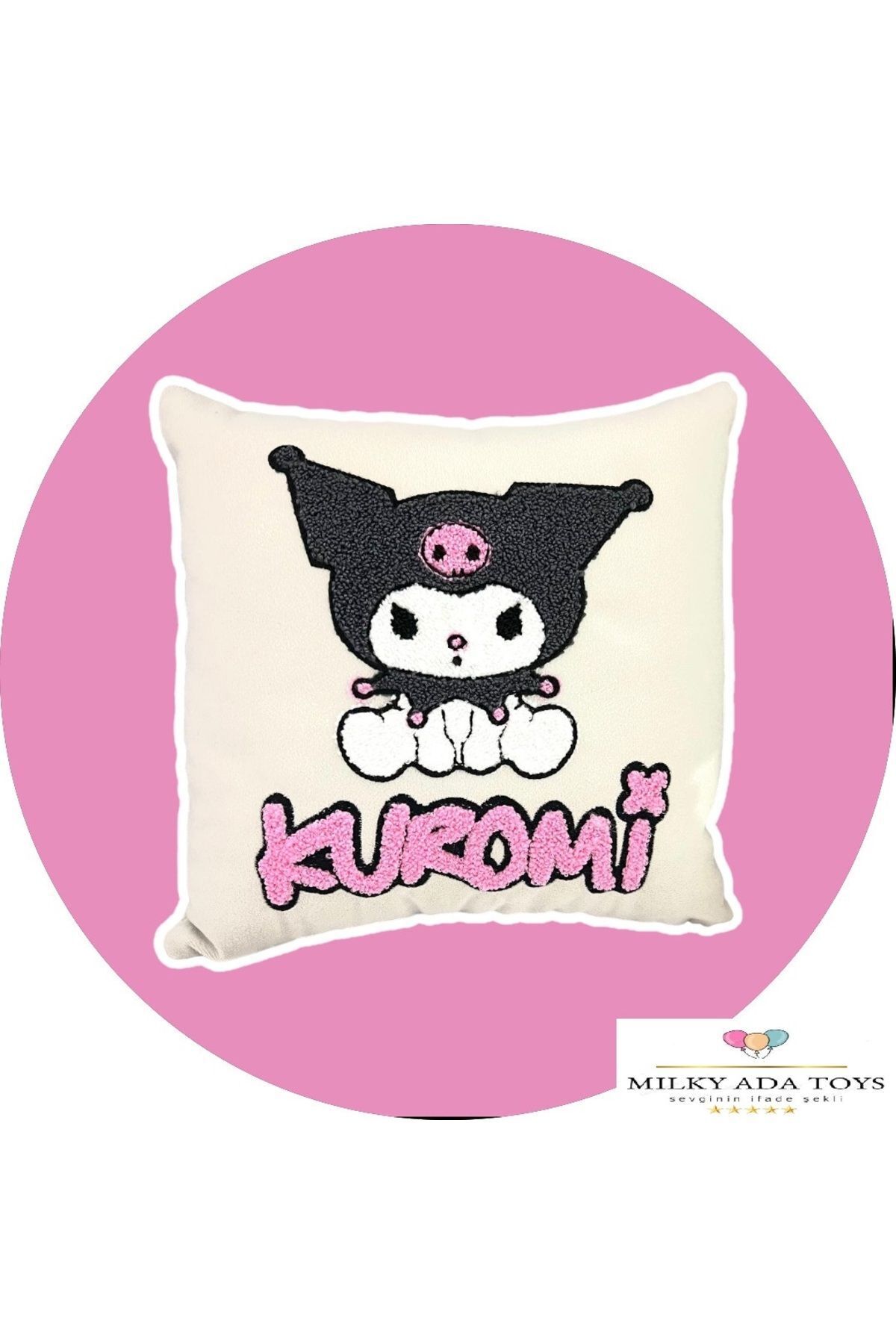 Milky Ada Toys Kuromi Peluş Dekoratif Yastık Uyku Arkadaşı 24 Cm X 24 Cm