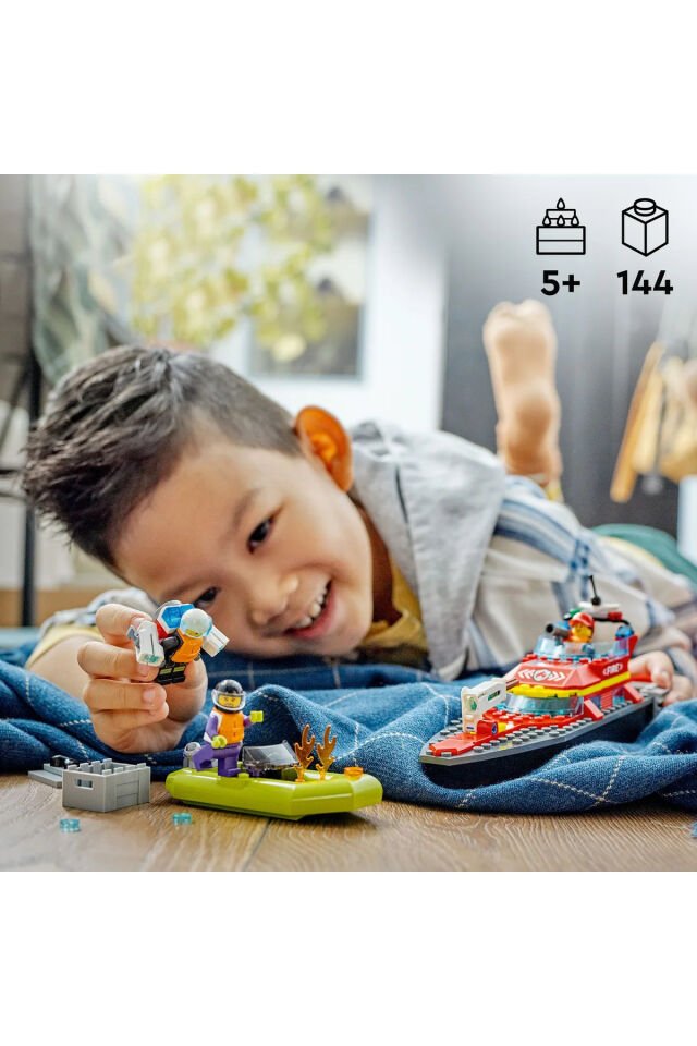 ® City İtfaiye Kurtarma Teknesi 60373 - 5+ Çocuklar için Oyuncak Yapım Seti (144P)