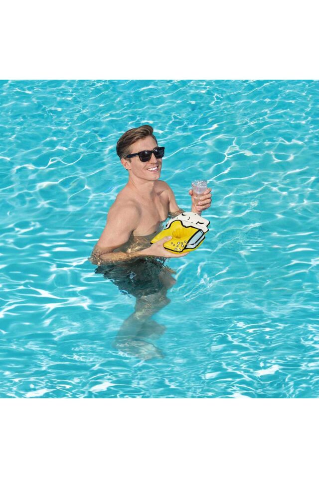 3'lü Kupa İçecek Tutacağı - Yüzen Bardak Tutucu Şişme - Kupa Bardaklık - Şişme Deniz Bardak Tutma