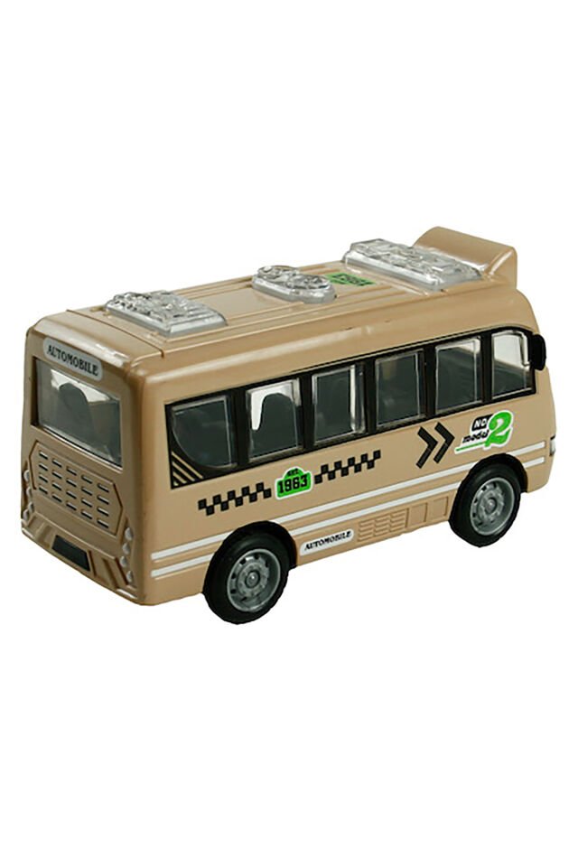 SÜRTMELİ KAPILARI AÇILAN RENKLİ OTOBÜS 12 CM SÜTLÜ KAHVE