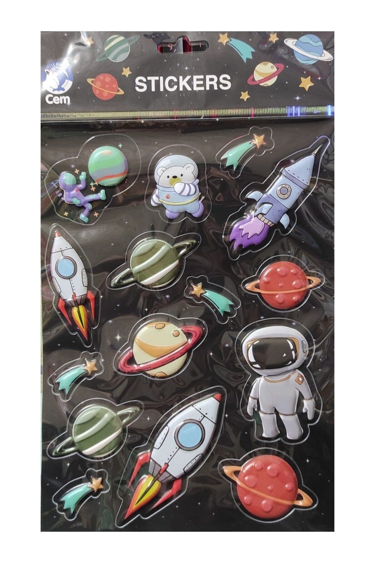 Cem kırtasiye stickers 3D Uzay figürleri 1ADET GÖNDERİM SAĞLANIR.