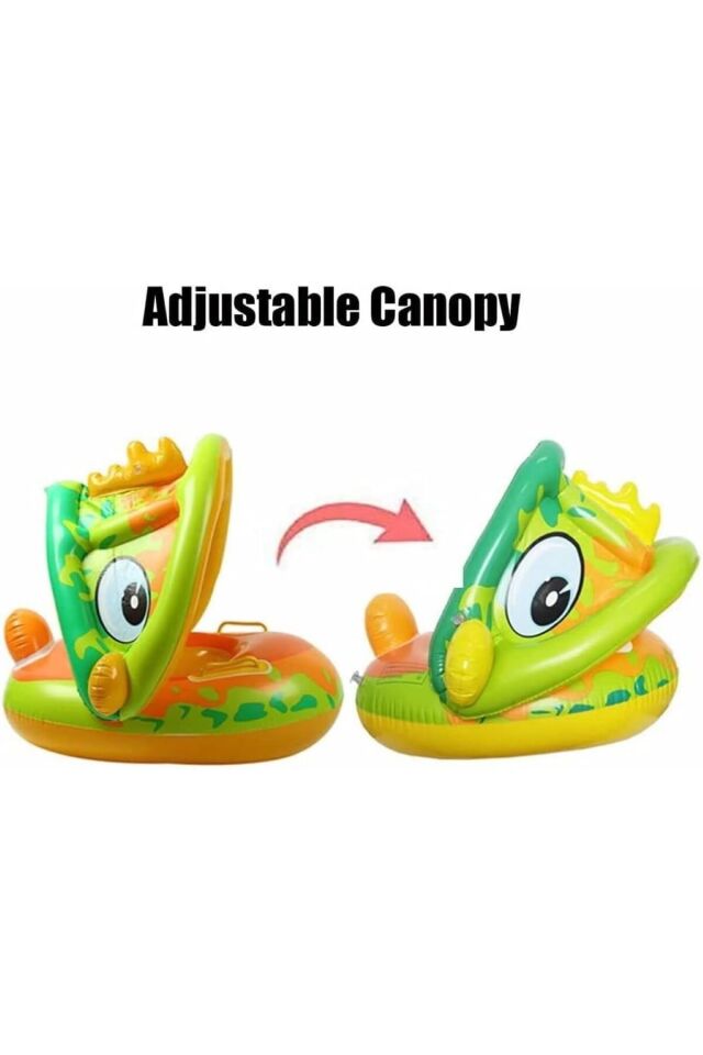 DİNOZOR ŞEKİLLİ BABY FLOAT  BEBEK YÜZME SİMİDİ GÜNEŞLİKLİ KAPANIR AÇILIR DİNO YEŞİL