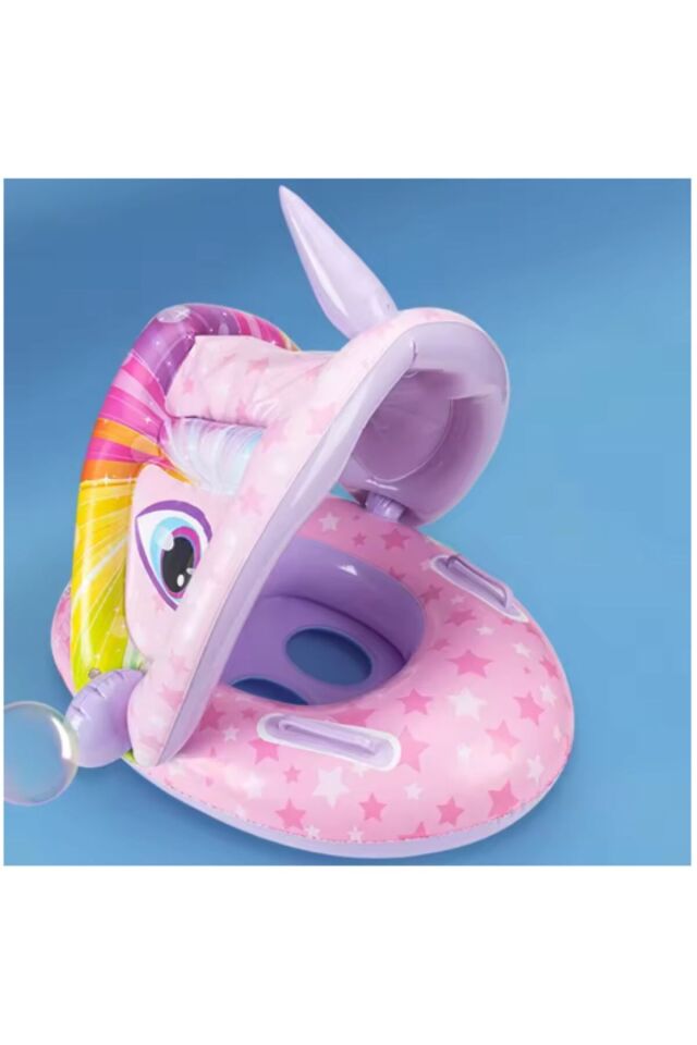 GERGEDAN  ŞEKİLLİ BABY FLOAT  BEBEK YÜZME SİMİDİ GÜNEŞLİKLİ KAPANIR AÇILIR GERGEDAN MOR