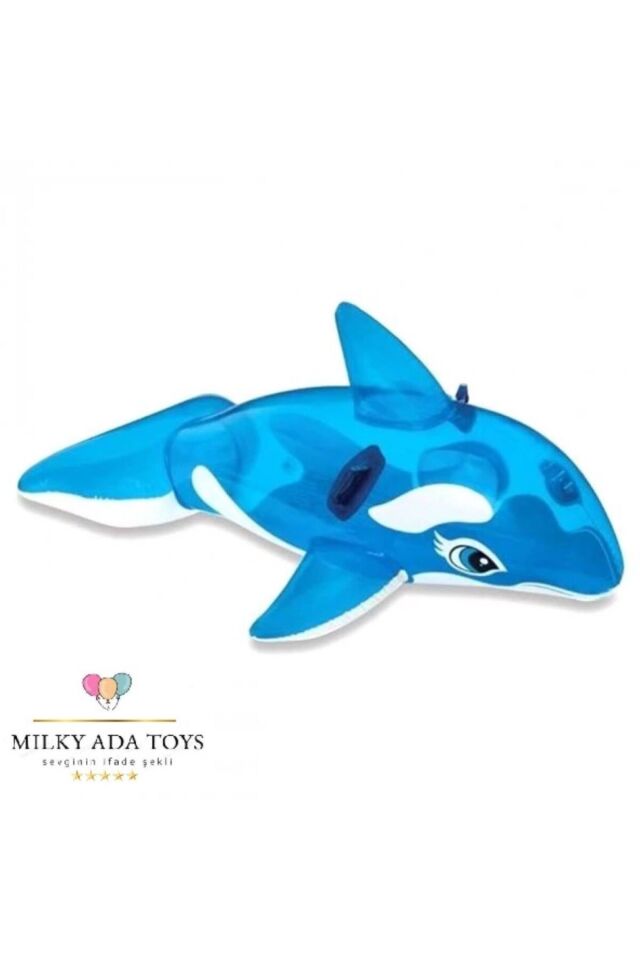 ŞİŞME ŞEFFAF SEVİMLİ MAVİ BALİNA BİNİCİ 1.52 X 1.14 CM 3+
