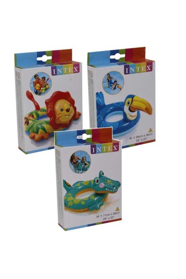 İNTEX HAYVAN FİGÜRLÜ SİMİT 58221 TİMSAH-DODO-ASLAN-LAMA-UNICORN RENKLİ DENİZ HAVUZ SİMİDİ 3-6 YAŞ