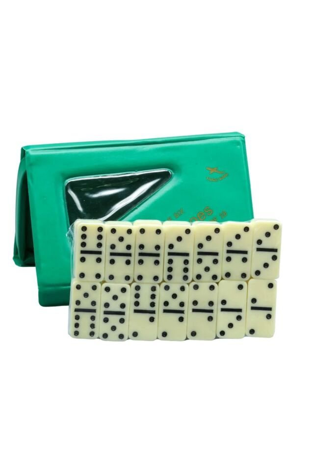 DOMİNO TAŞLARI ÇANTALI 28 TAŞ AİLE OYUN SETİ ORTA BOY 4 CM