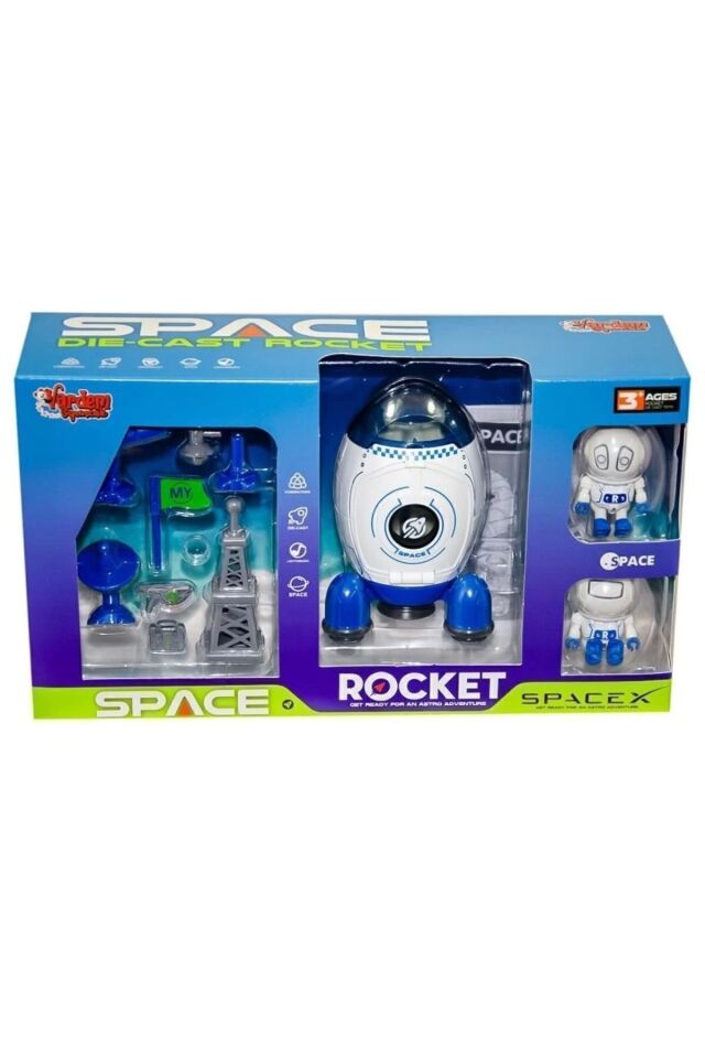 Space Rocket Dıe-Cast Uzay Mekiği Uzay Roketi Işıklı ve Müzikli Set