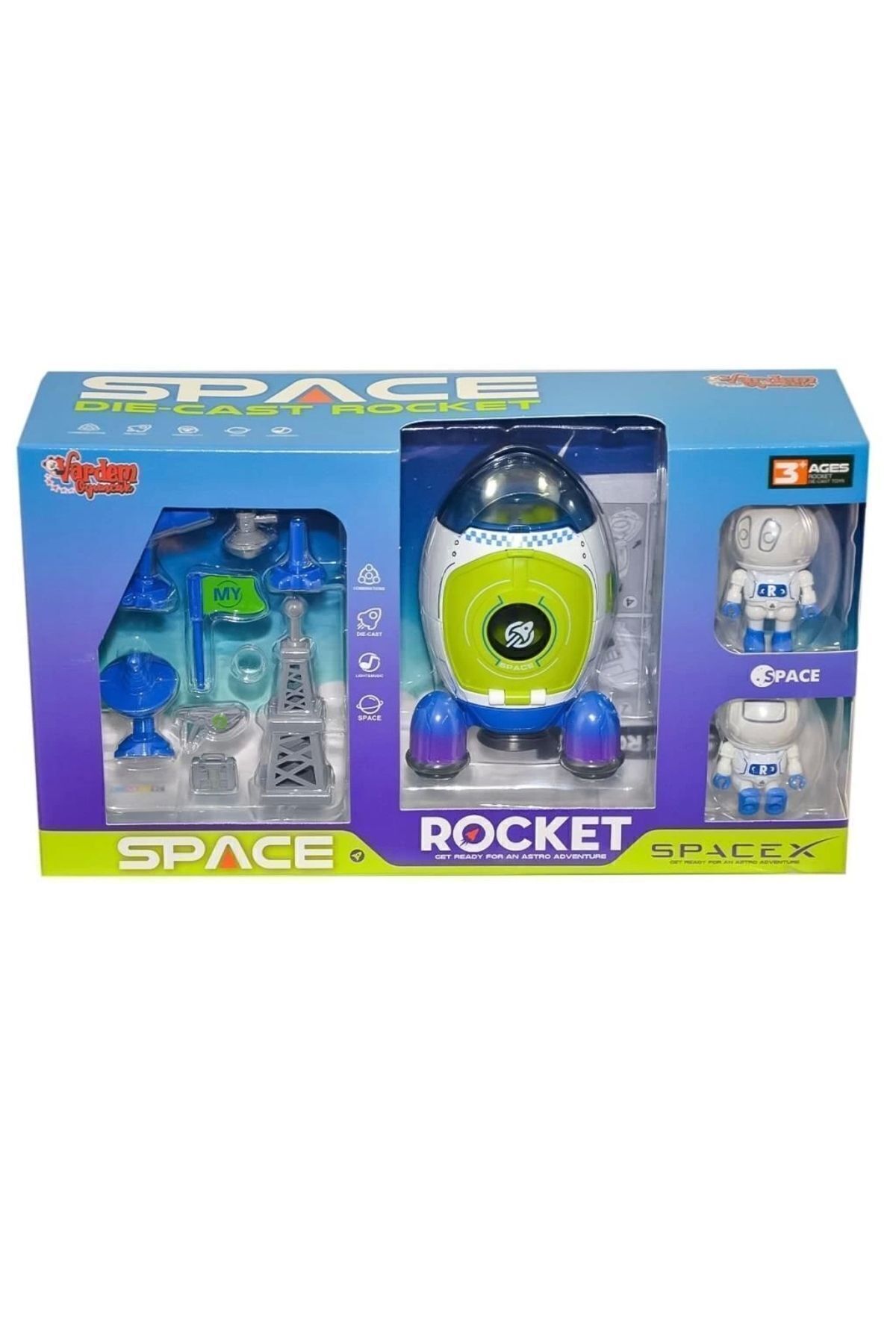 Space Rocket Dıe-Cast Uzay Mekiği Uzay Roketi Işıklı ve Müzikli Set