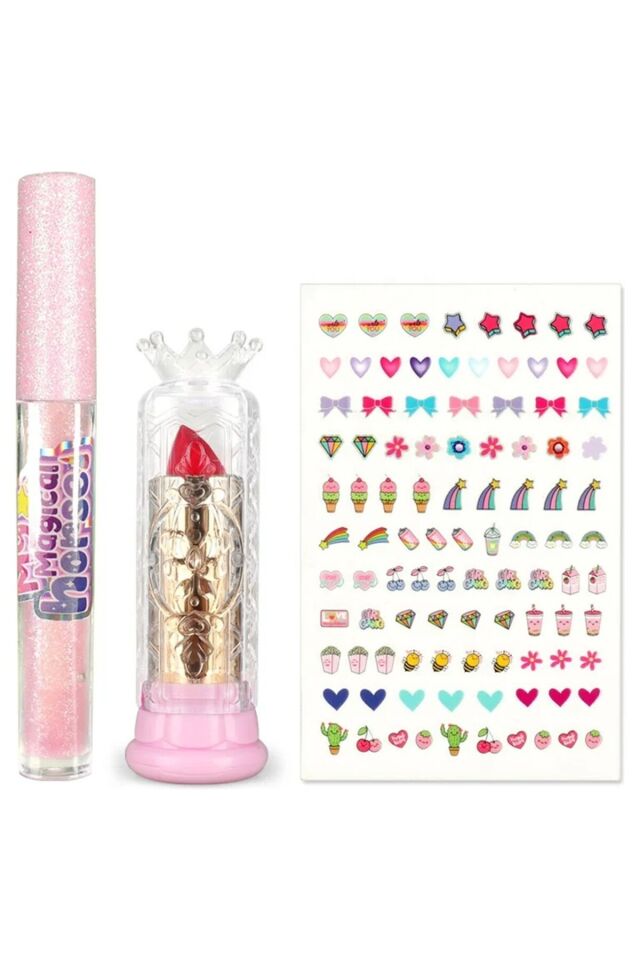 Bloomie Sırt Çantalı Çocuk Makyaj Güzellik Seti Sürülebilir, Stickerlı Makyaj Malzemeleri 30X20 cm