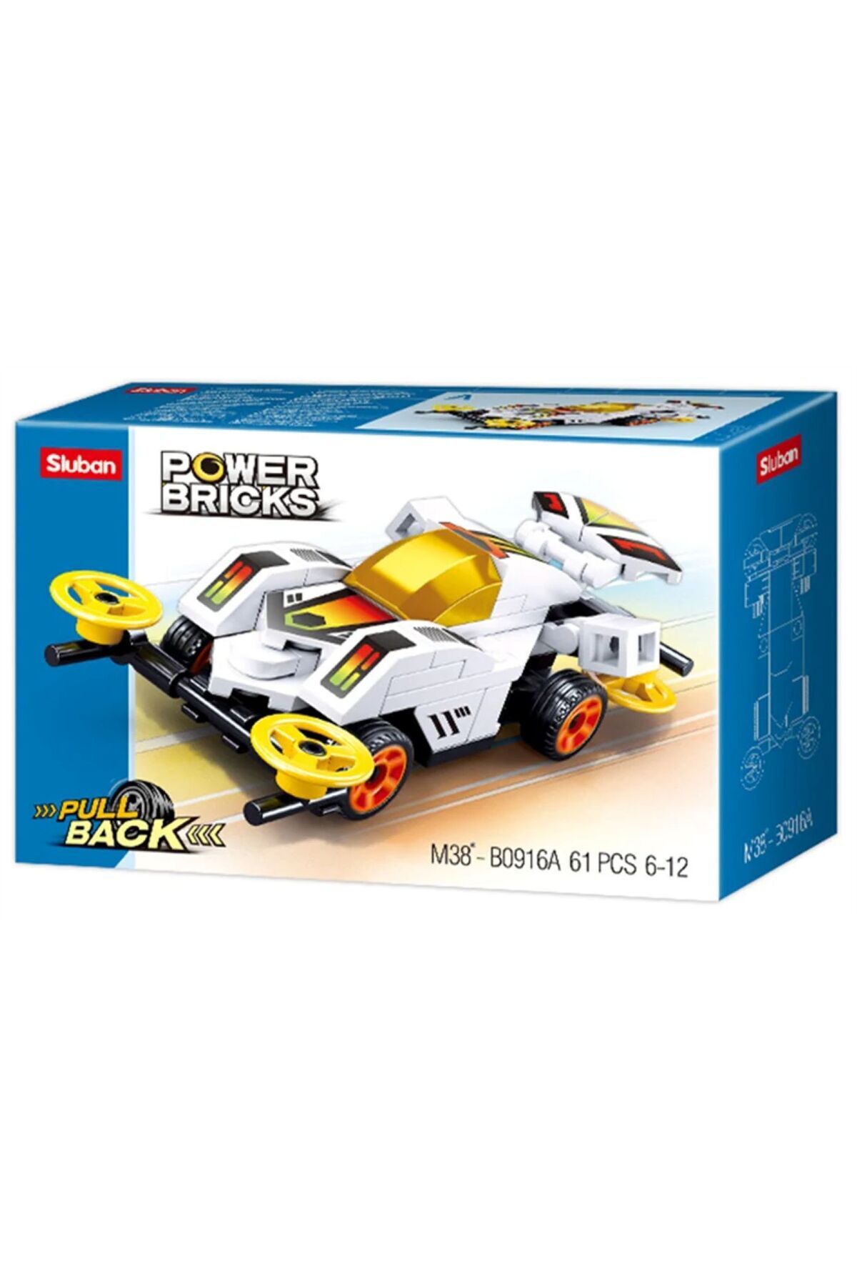 power bricks pull back beyaz spor araba çek bırak