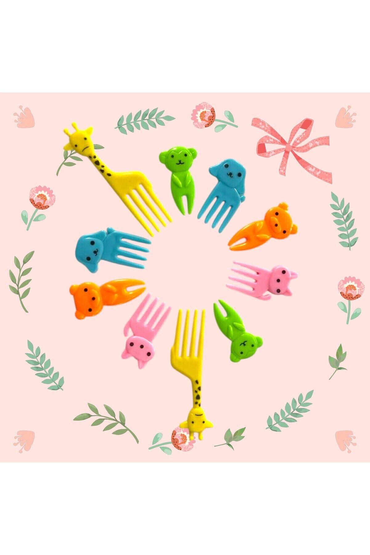 Sevimli Hayvan Figürlü 10 adet minik çatal