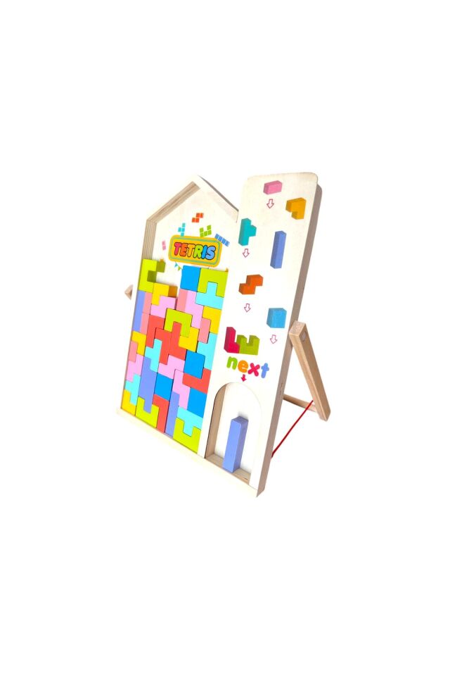 Milky Ada Toys Çocuklar Için Ahşap 3d_tetris Blok Birleştirme Dıy Eğitici Zeka Oyunu Renkli 40 Parça