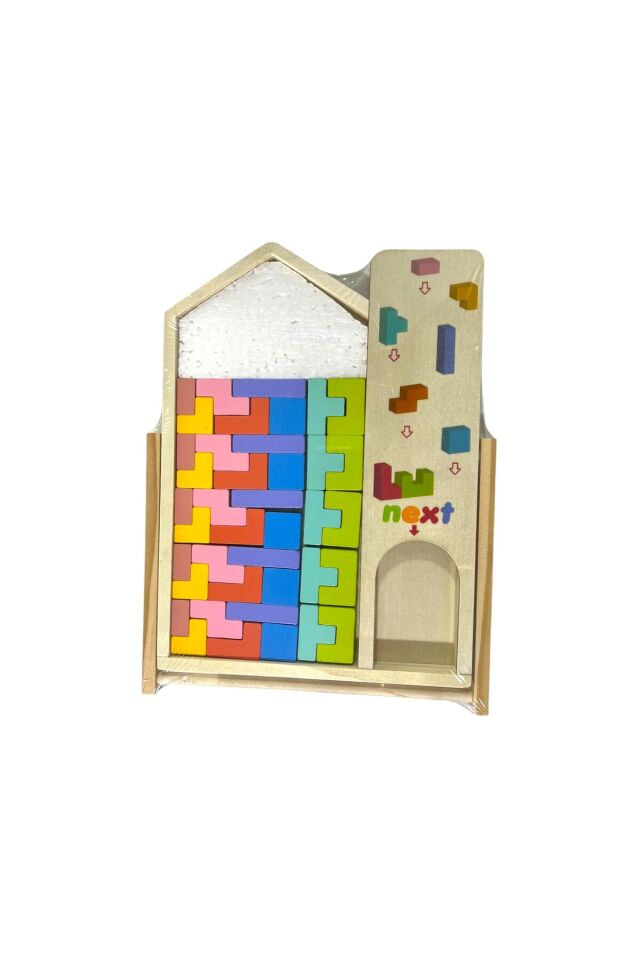 Milky Ada Toys Çocuklar Için Ahşap 3d_tetris Blok Birleştirme Dıy Eğitici Zeka Oyunu Renkli 40 Parça