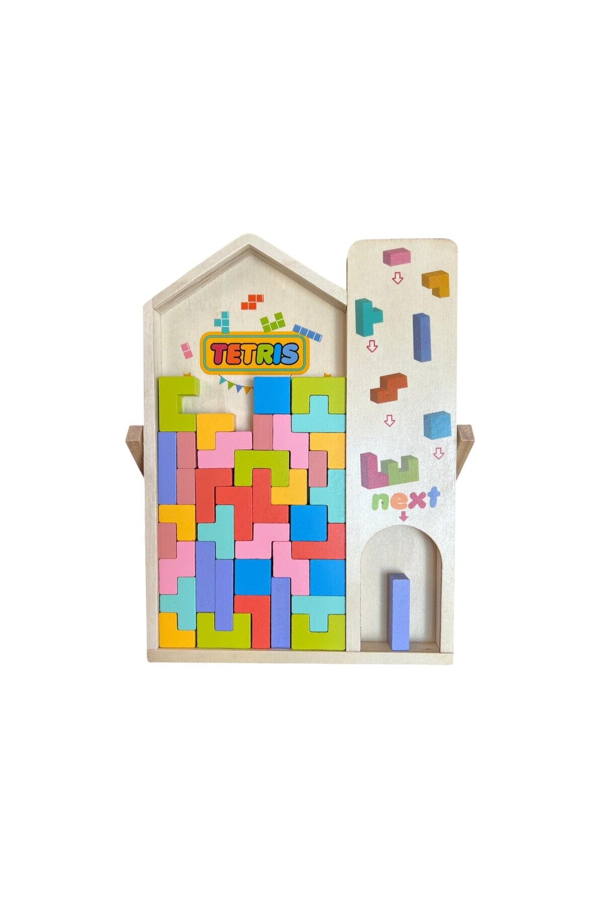 Milky Ada Toys Çocuklar Için Ahşap 3d_tetris Blok Birleştirme Dıy Eğitici Zeka Oyunu Renkli 40 Parça