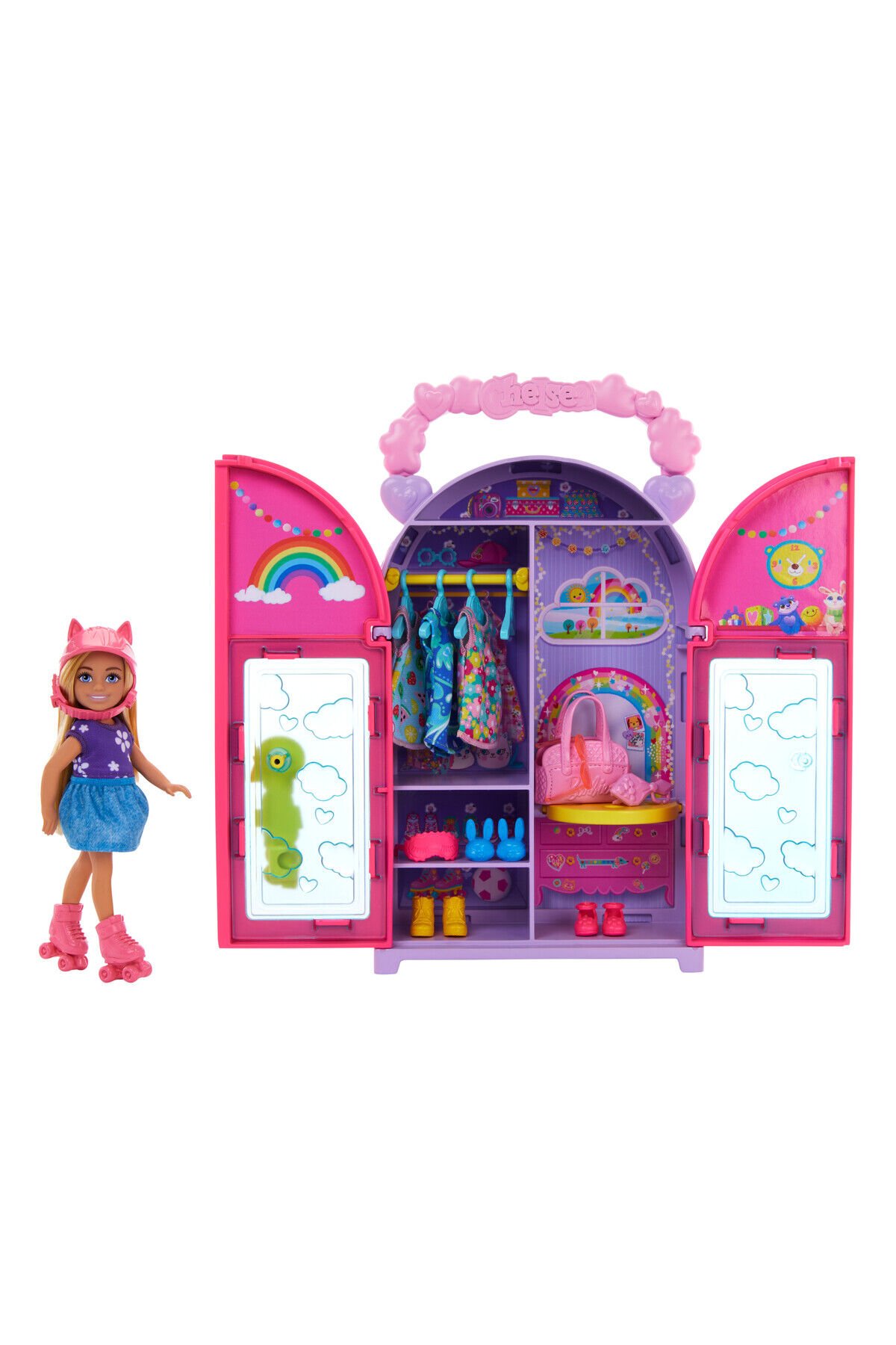 Chelsea bebek ve oyuncak giysi dolabı; giysiler ve aksesuarlar içeren oyun seti HXN03