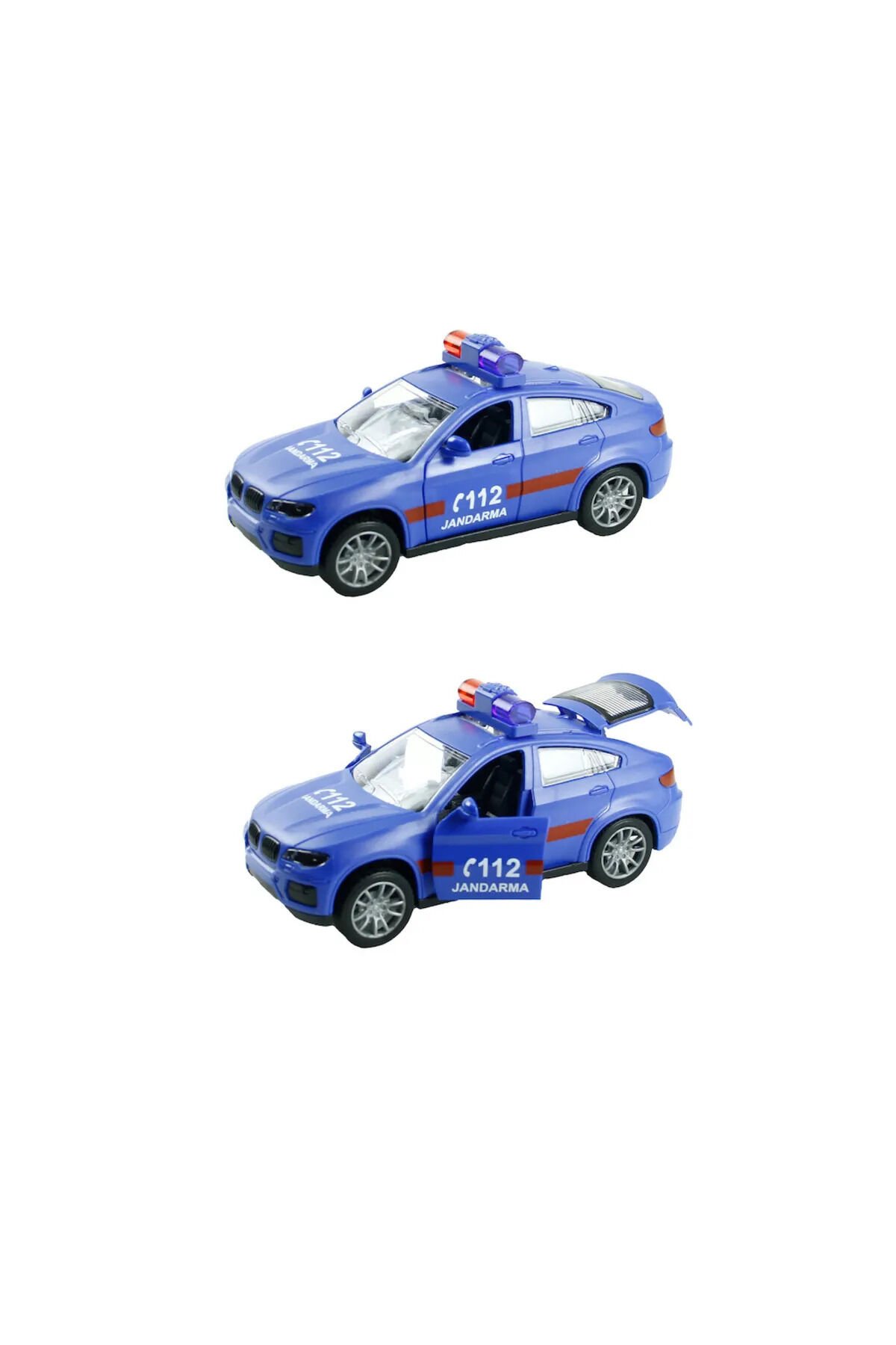 SÜRTMELİ AMBULANS POLİS İTFAİYE JANDARMA AÇILIR 3 KAPI MAVİ BEYAZ KIRMIZI RENK OYUNCAK ARABA