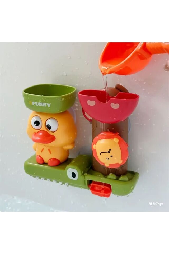 Sevimli ördek renkli döner duş, banyo oyuncağı 15x18 cm vakumlu yapışkan