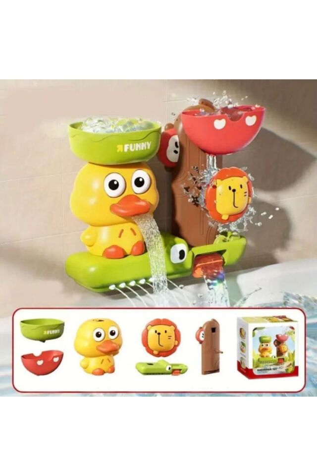 Sevimli ördek renkli döner duş, banyo oyuncağı 15x18 cm vakumlu yapışkan